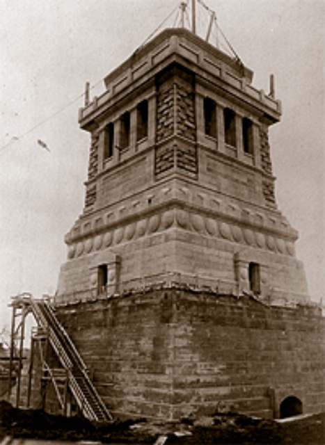 The Pedestal of the Statue of Liberty under construction in NYC