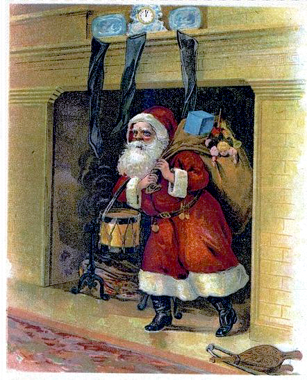Santa comes down by the fireplace © French Moments