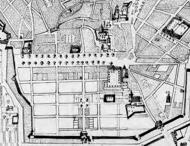 Map of Cours Mirabeau and Aix' Mazarin District by Joseph Pitton in 1666