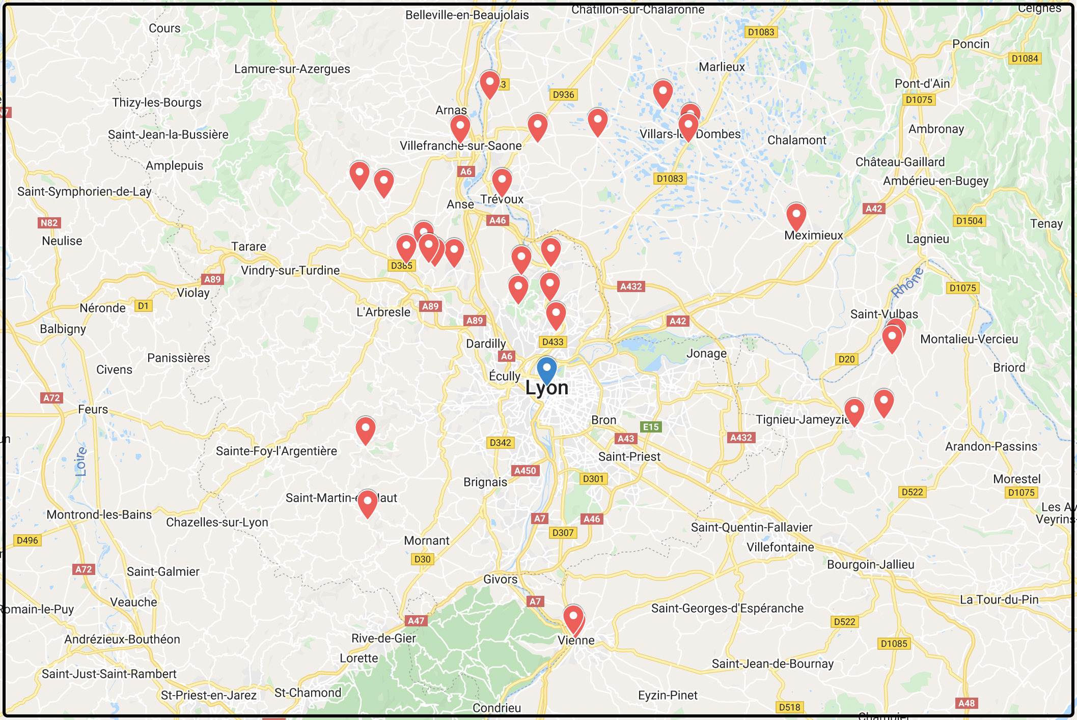 Around Lyon Map