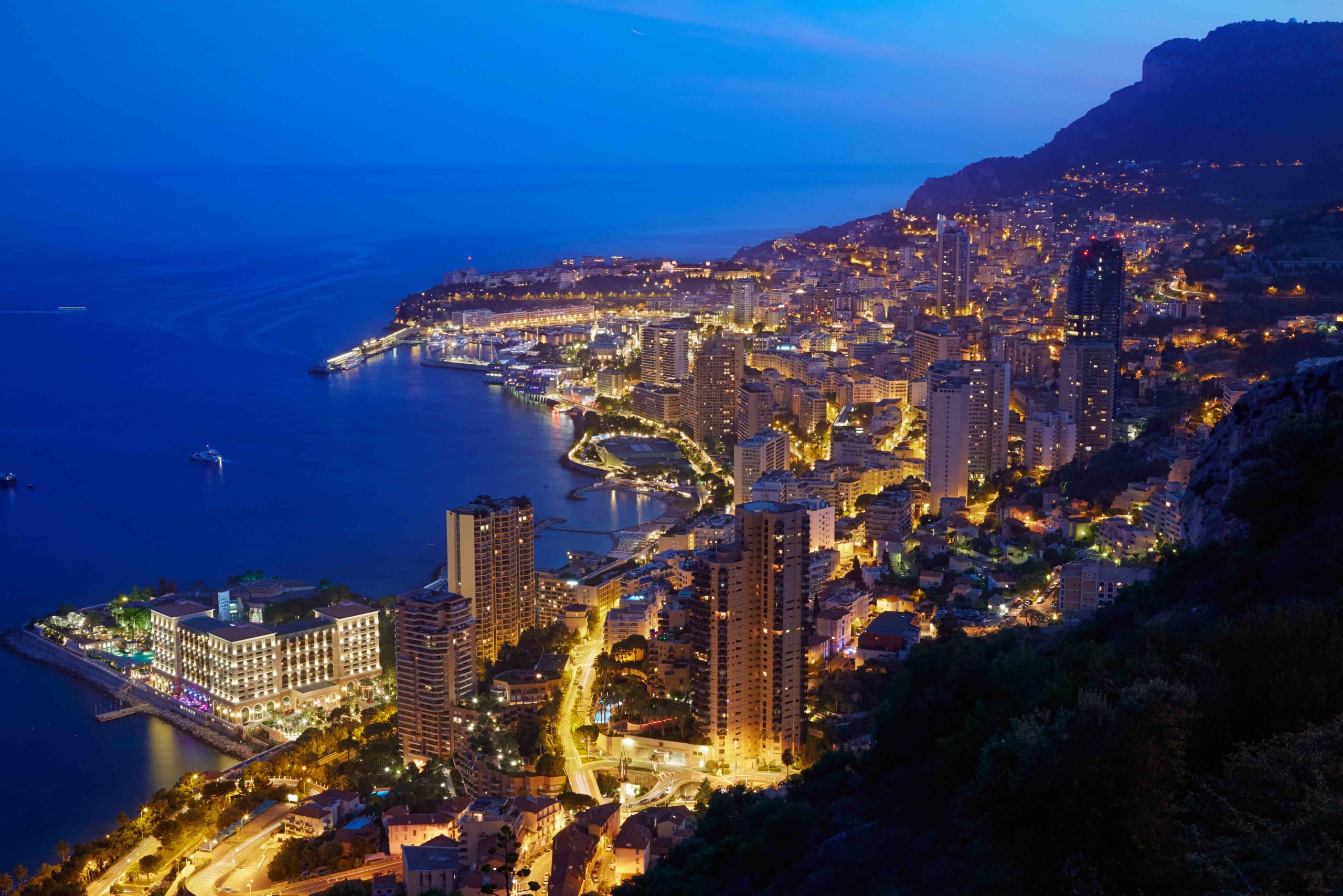 The Principality of Monaco at night time. Photo: andreahast via Envato Elements