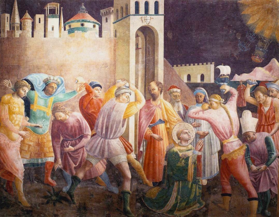 Lapidation of Saint Etienne in Prato Cathedral by Paolo Uccello circa 1435