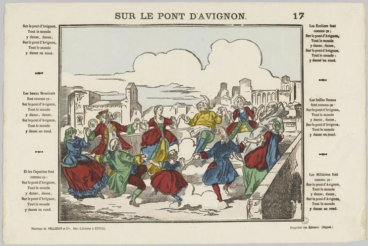 Sur le pont d'Avignon. Illustration from the 19th c