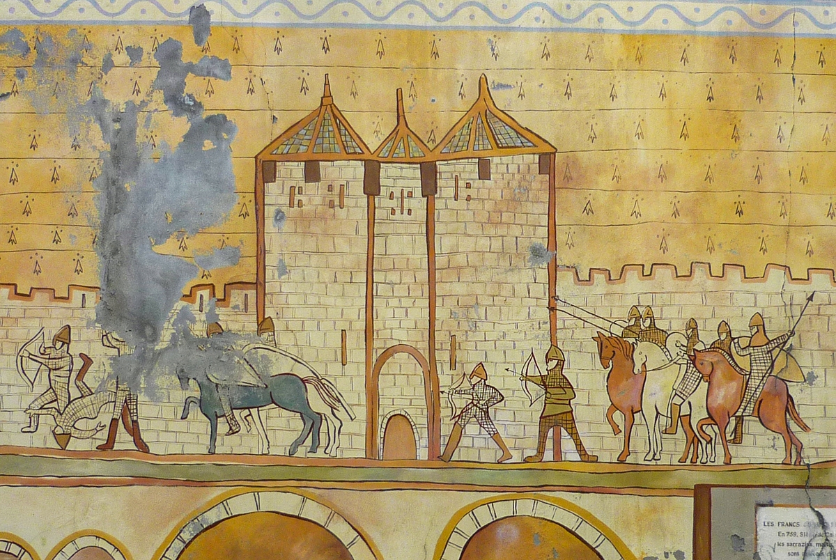 The Cité of Carcassonne in the Middle Ages (fresco in the town)