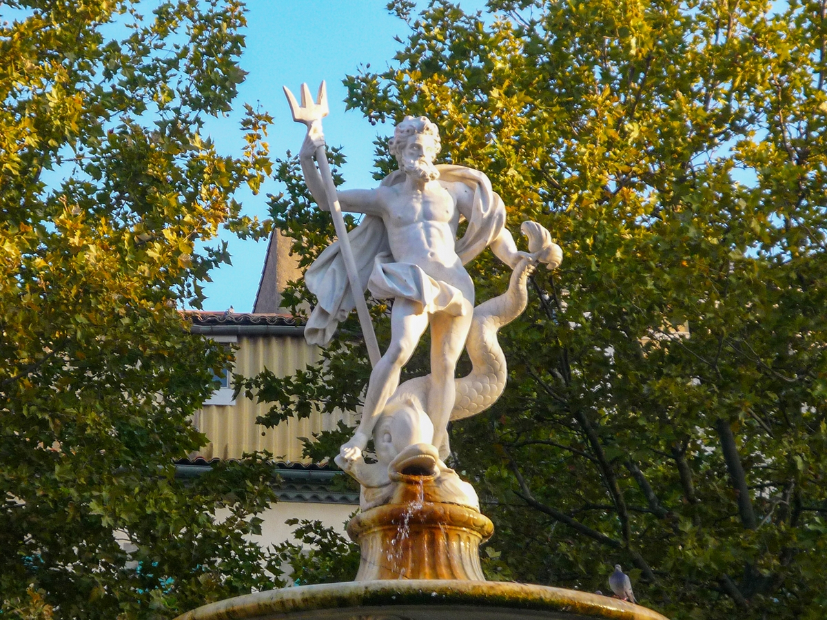 Cité of Carcassonne - Fountain of Neptune, Place Carnot © French Moments