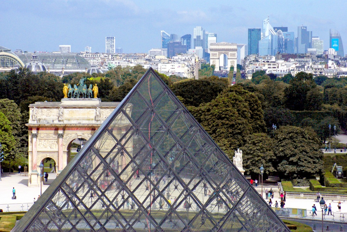 Glass pyramid and the historical axis of Paris © French Moments