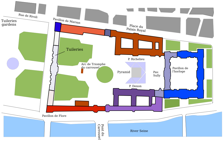 Map of Louvre and Tuileries © - licence [CC BY-SA 3.0] from Wikimedia Commons