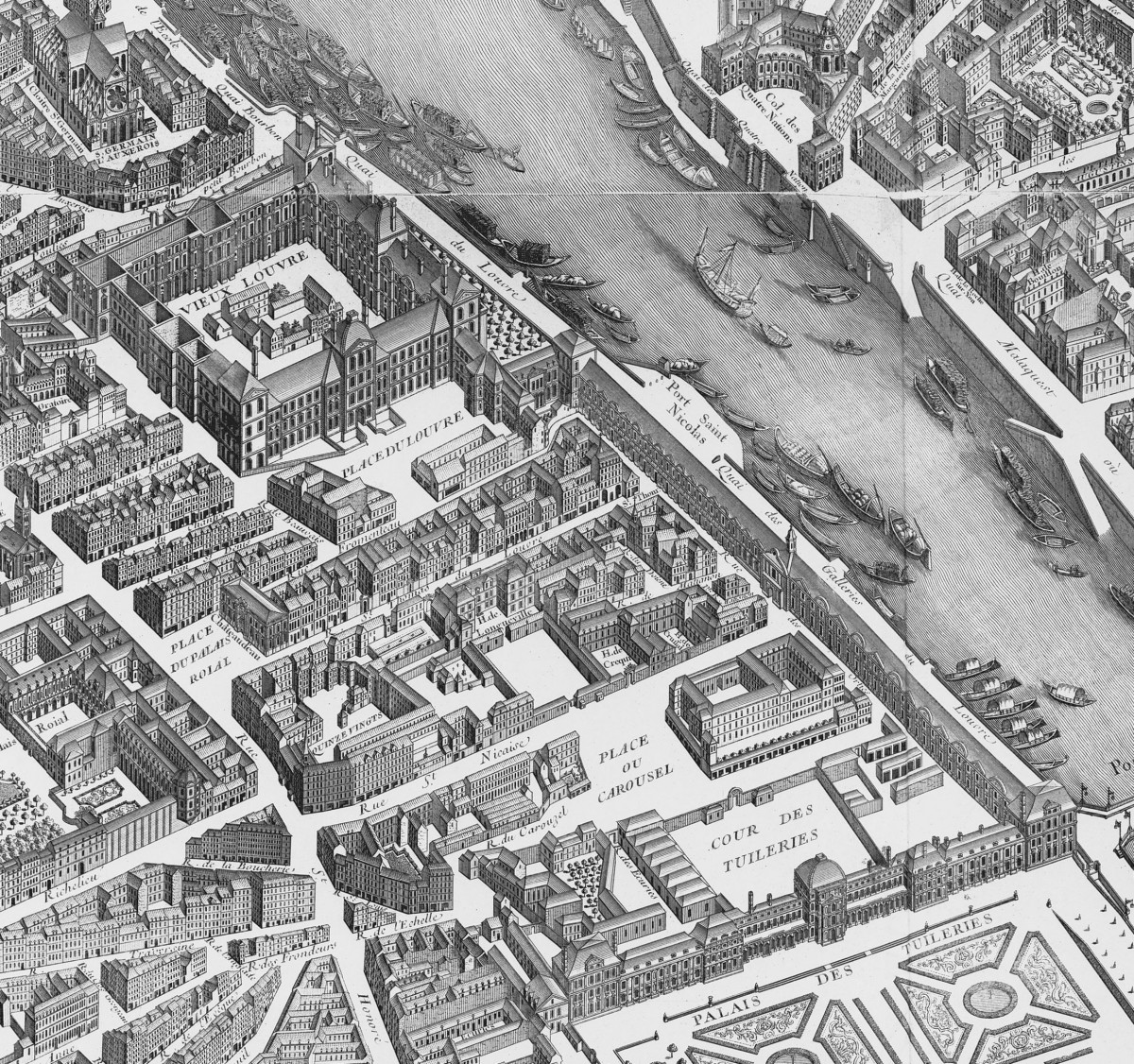 Map of Turgot 1739 of the Louvre-Tuileries