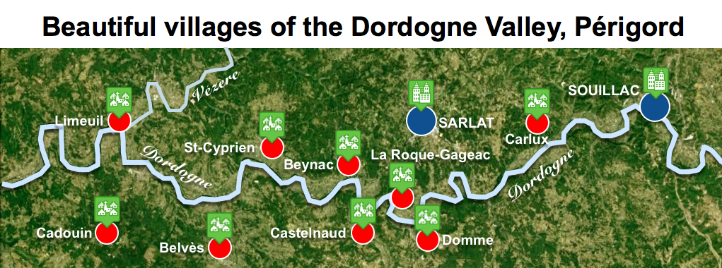 Maps of Dordogne Valley Périgord Noir - Beautiful Villages