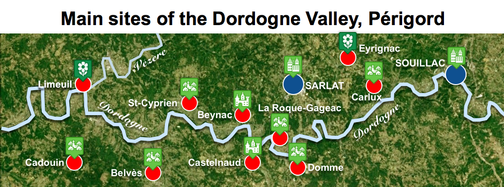 Maps of Dordogne Valley Périgord Noir - Main Sites