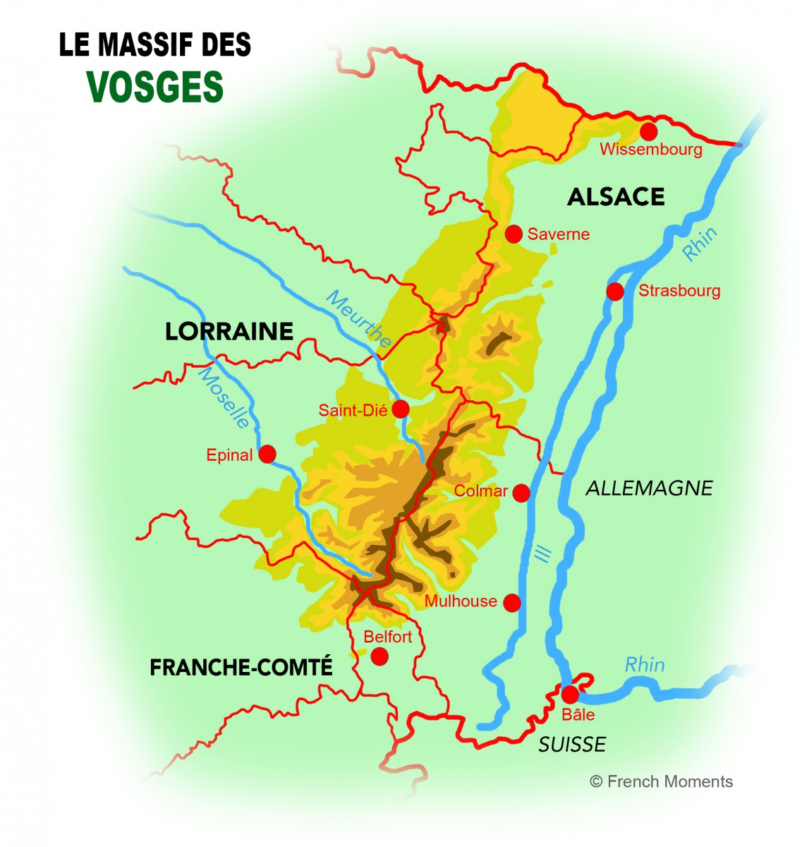 Map of the Vosges mountains © French Moments