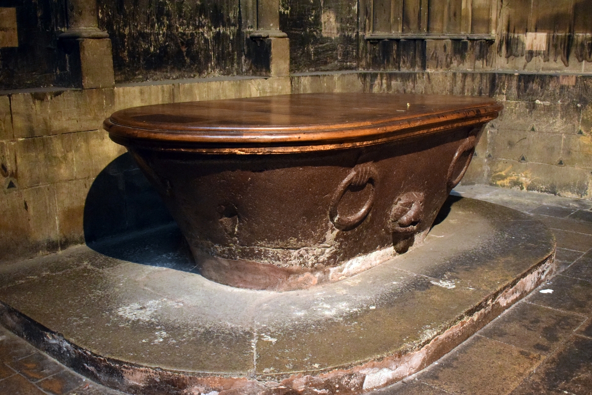 The baptismal font in Metz Cathedral