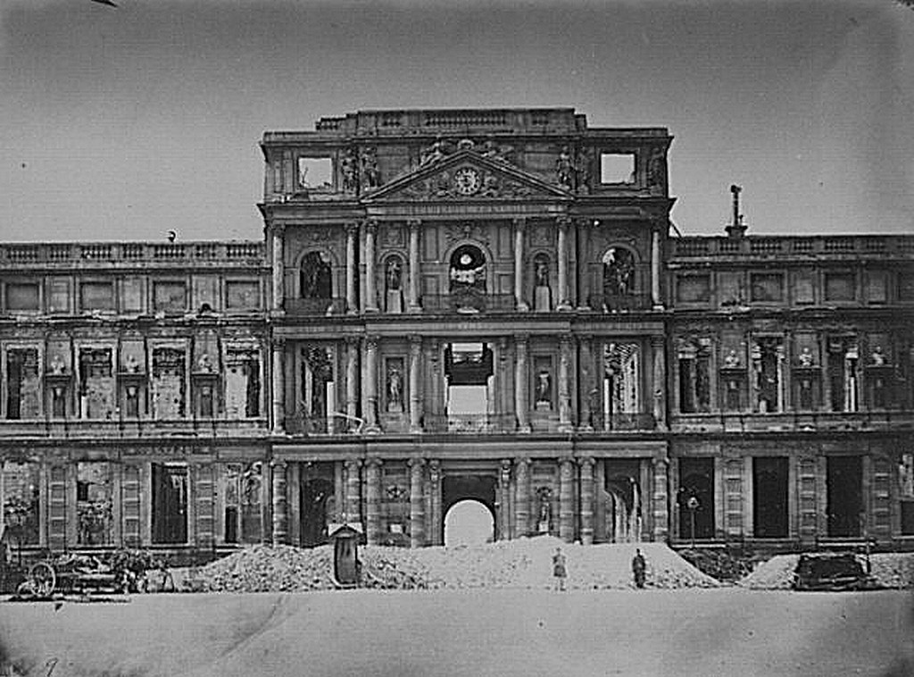 The Tuileries Palace in the 1870s after being destroyed by a fire
