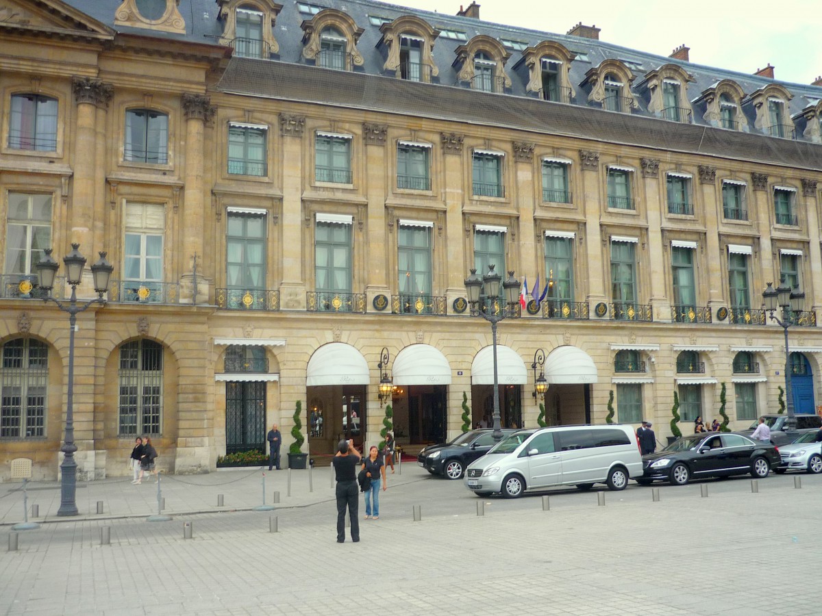 Place Vendôme in Paris France with it's iconic green column in the