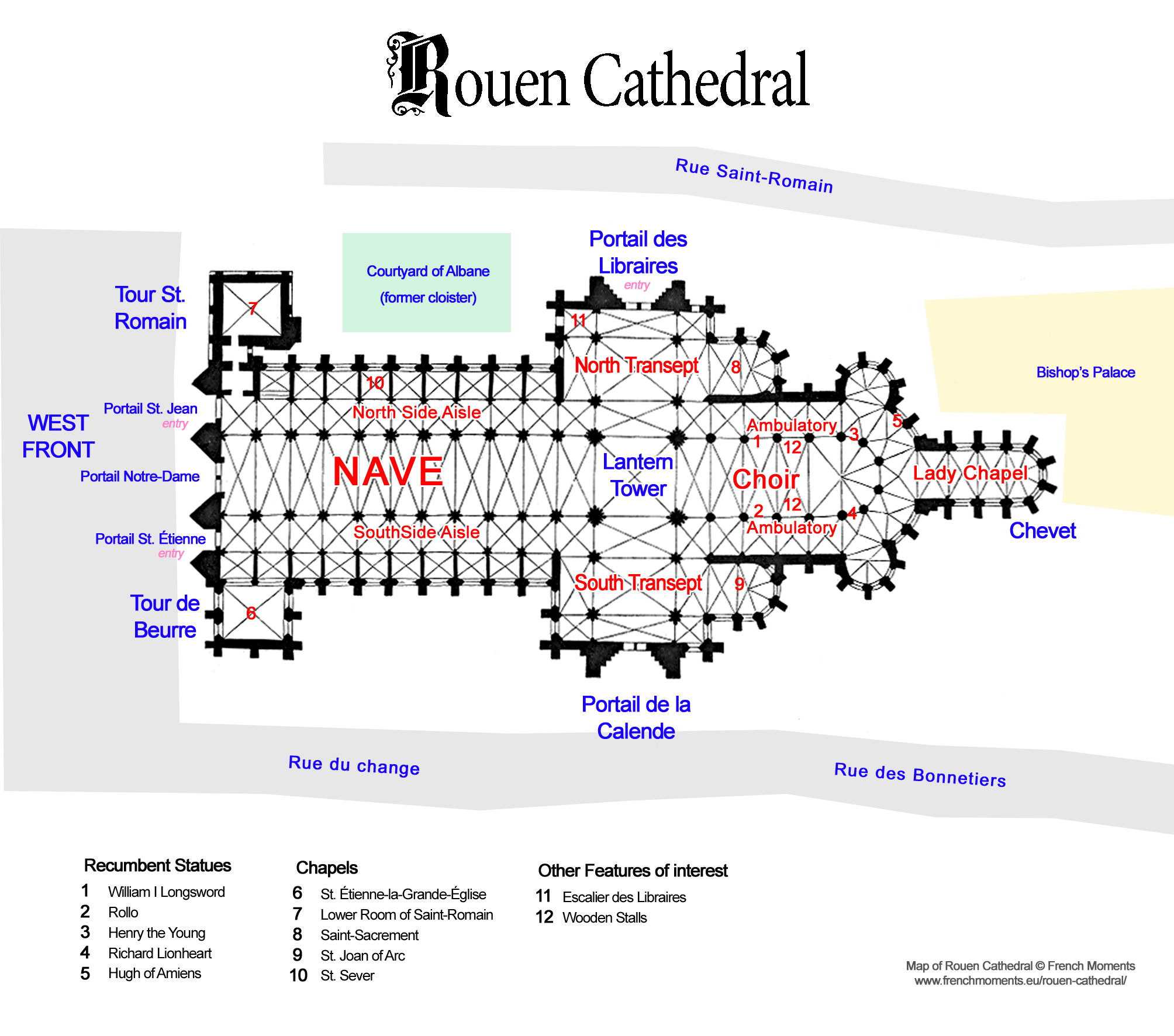 Rouen Cathedral Floor Plan copyright French Moments