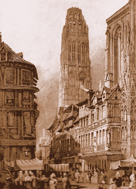 Rouen cathedral around 1830 (Tour de Beurre)