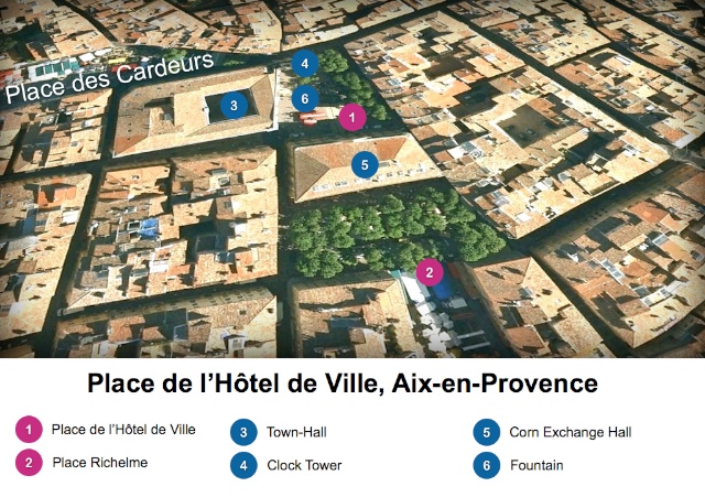 Map of Place de l'Hôtel de Ville of Aix-en-Provence