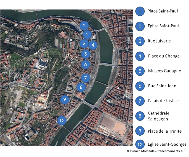 Lyon Old Town Map © Google, French Moments