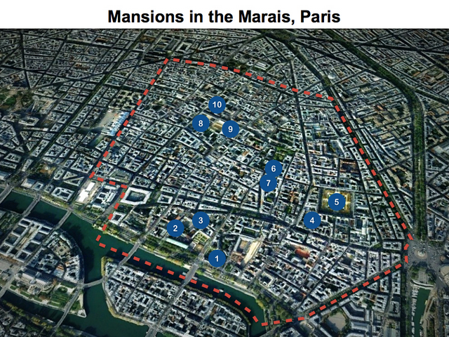 Marais Map of Hôtels Particuliers