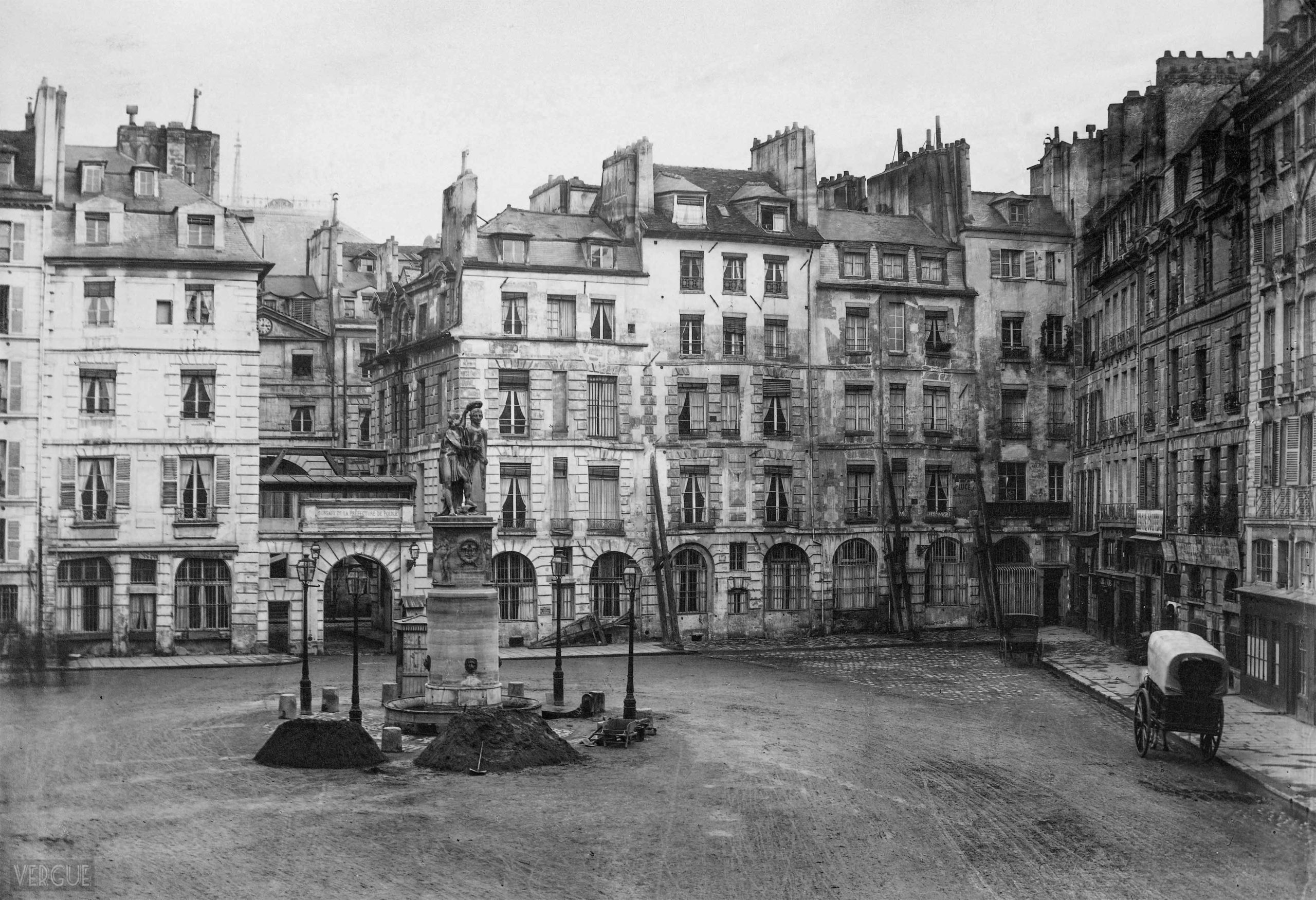 Place Dauphine circa 1865. Photo by Charles Marville [Public Domain via Wikimedia Commons]