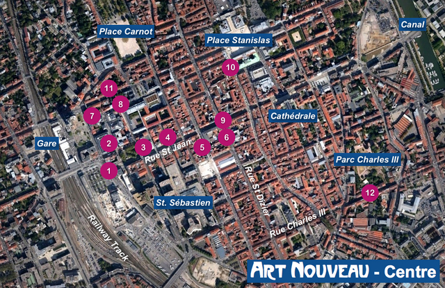 Nancy Art Nouveau - Centre Map