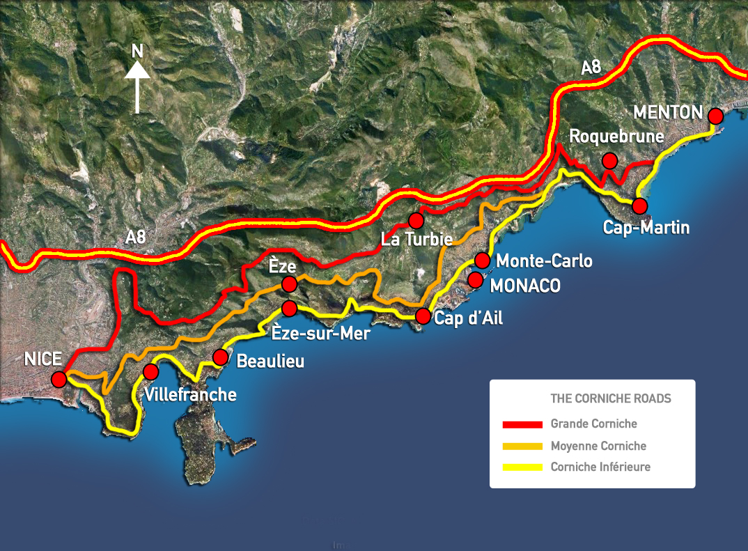 Map of the Corniche roads by French Moments