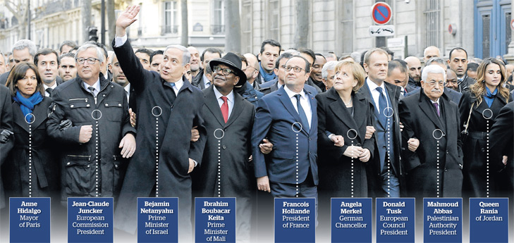 Leaders at the Paris March 11 January 2015 - photo AFP