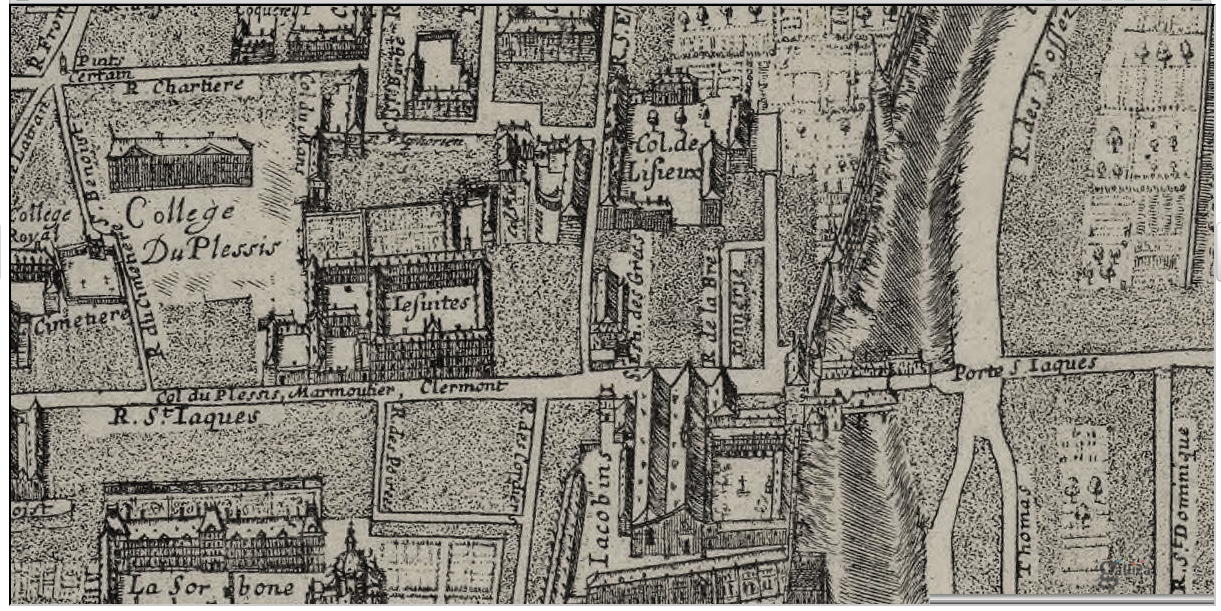 Rue Saint-Jacques, Map of Gomboust - 1652