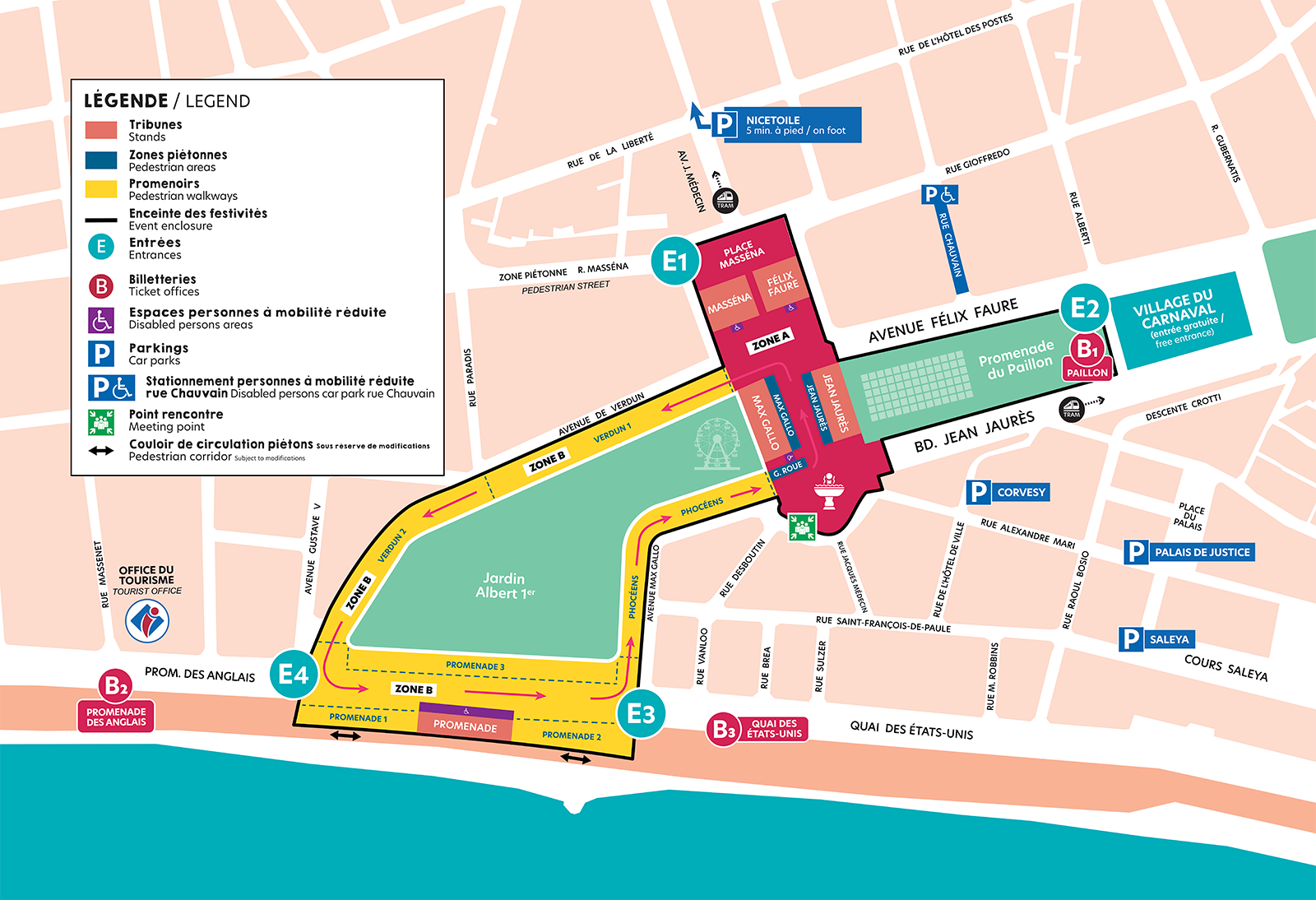 Map of Nice Carnival 2024