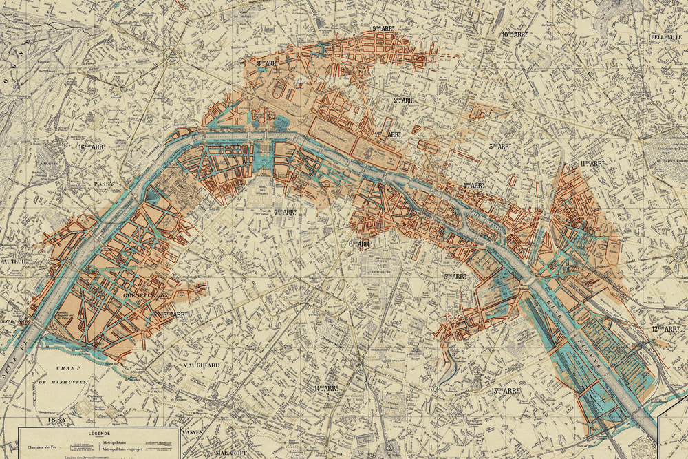 Map of 1910 Paris Flood. [Public Domain via Wikimedia Commons]
