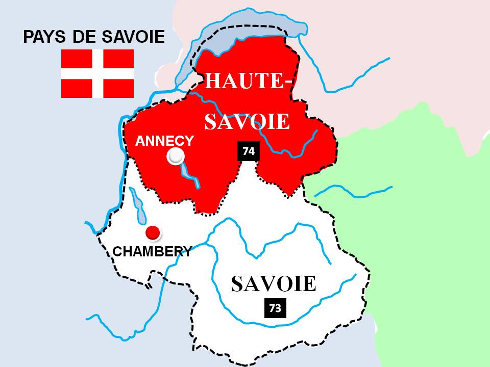 Map of the Département of Haute-Savoie and Département of Savoie