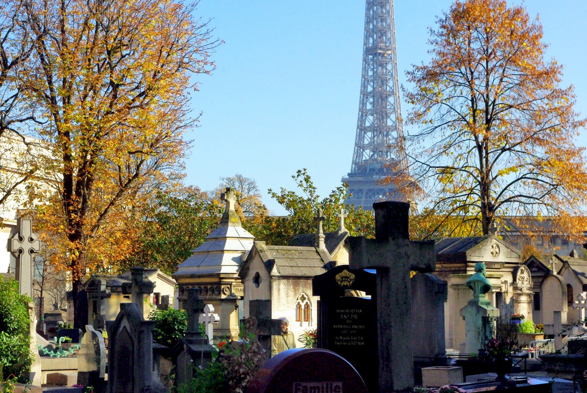 Passy Cemetry with Eiffel Tower