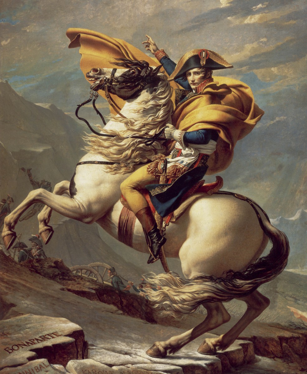 Napoleon crossing the Alps at the Great St. Bernard Pass by Jacques-Louis David