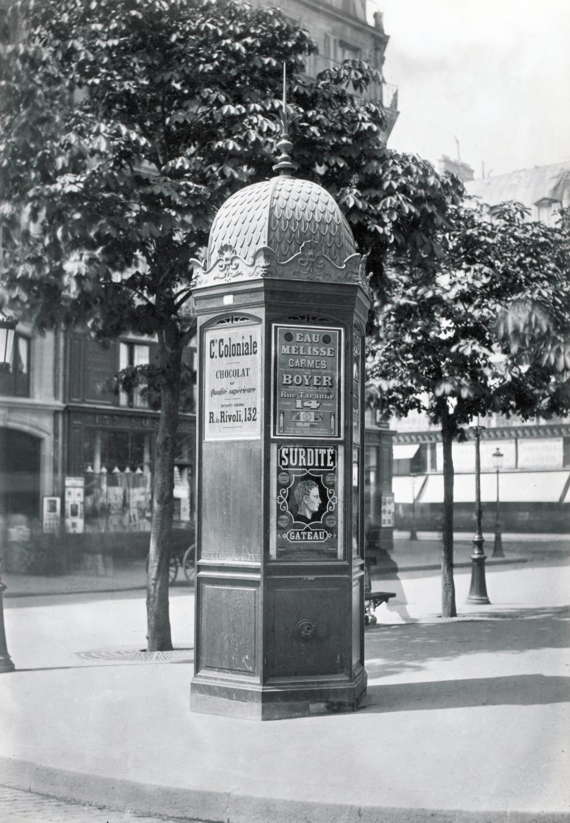 Newspaper kiosk and its dome circa 1865 by Charles Marville