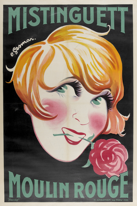 Poster of Mistinguett performing at Moulin-Rouge by Charles Gesmar