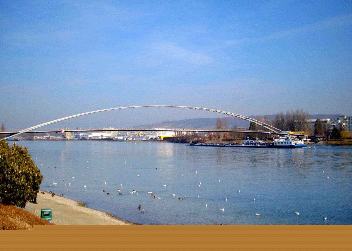 Main Rivers in France: The Three Countries footbridge spanning the Rhine at Huningue © French Moments