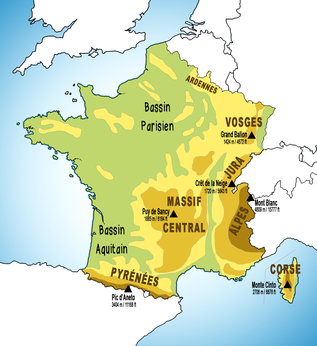 Map of the Mountains of France © French Moments