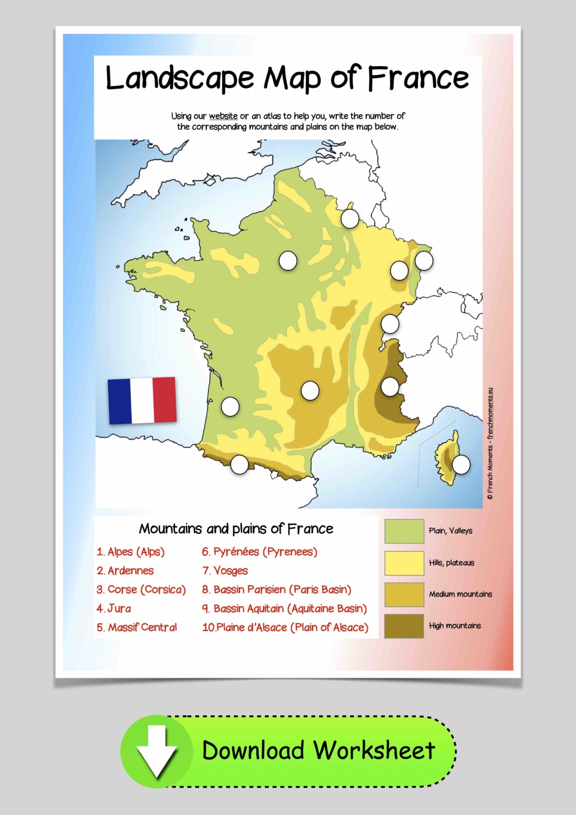 free geography of france worksheets french moments