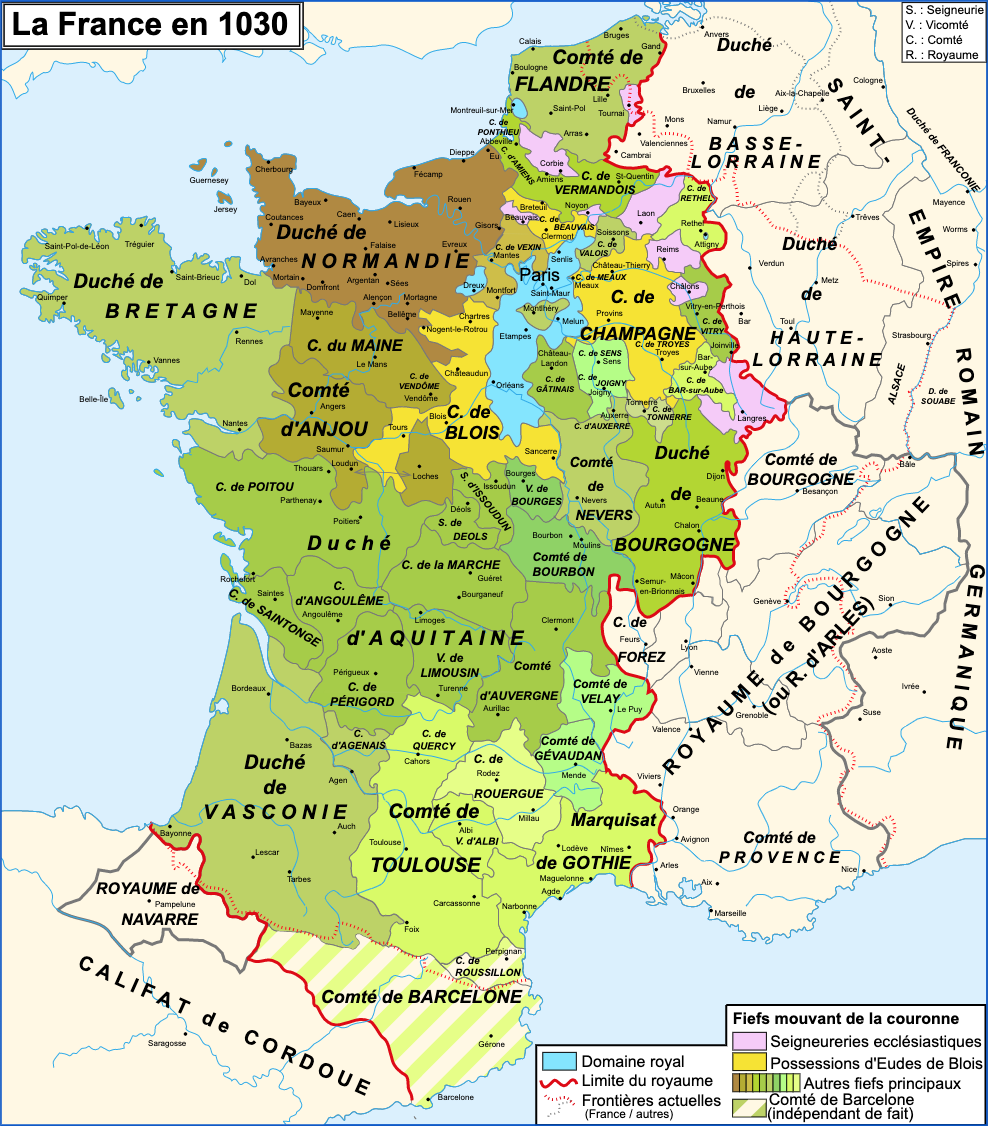 France Map ca 1030 © Zigeuner - licence [CC BY-SA 3.0] from Wikimedia Commons