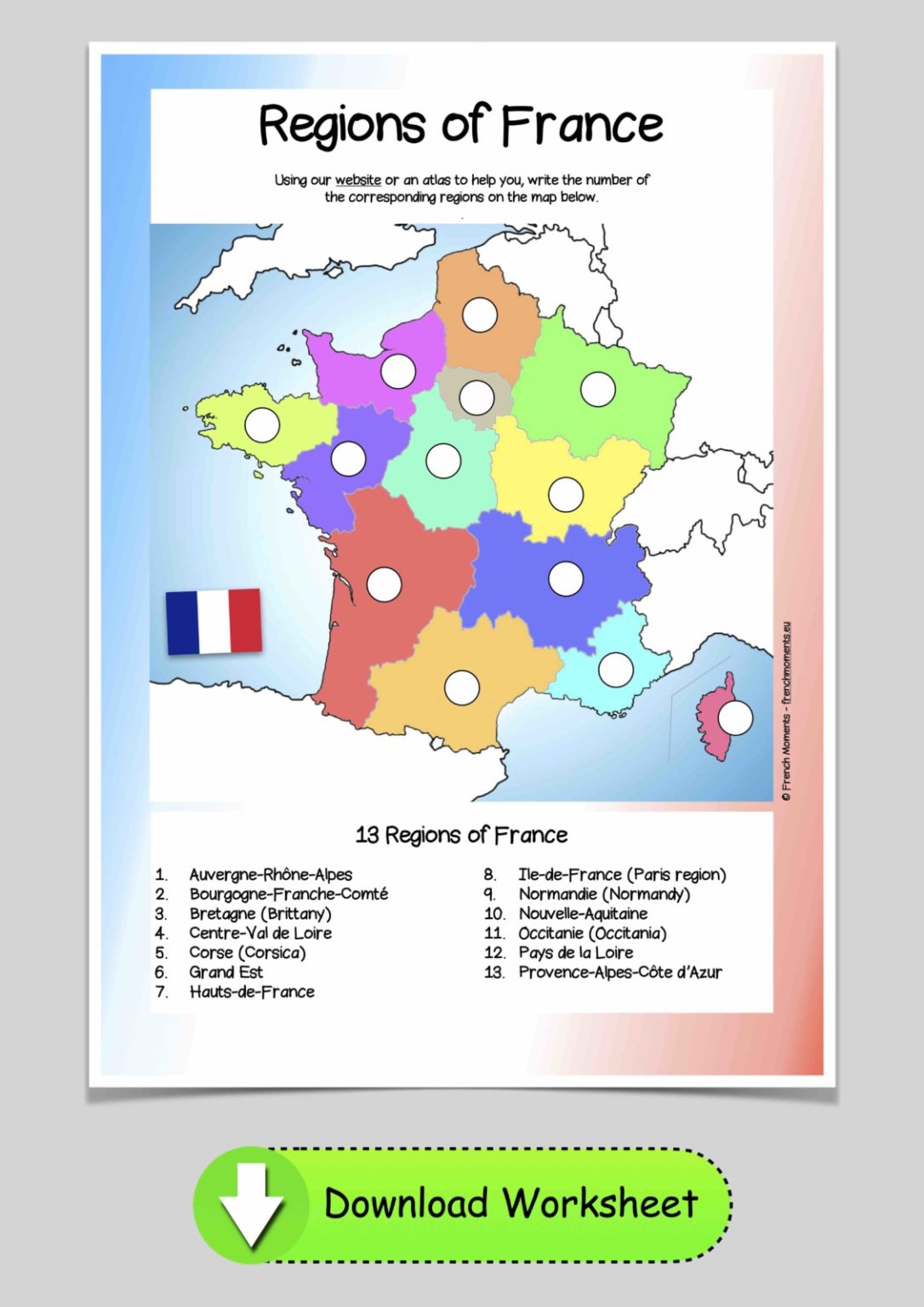 Free Geography of France Worksheets French Moments