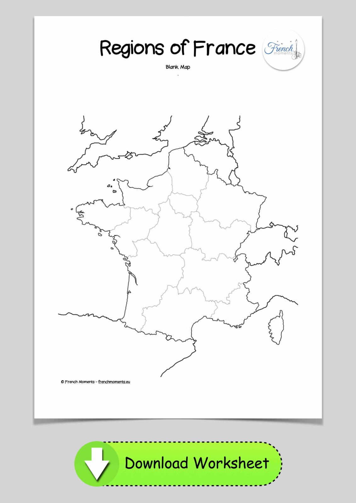 Blank Map of the regions of France © French Moments