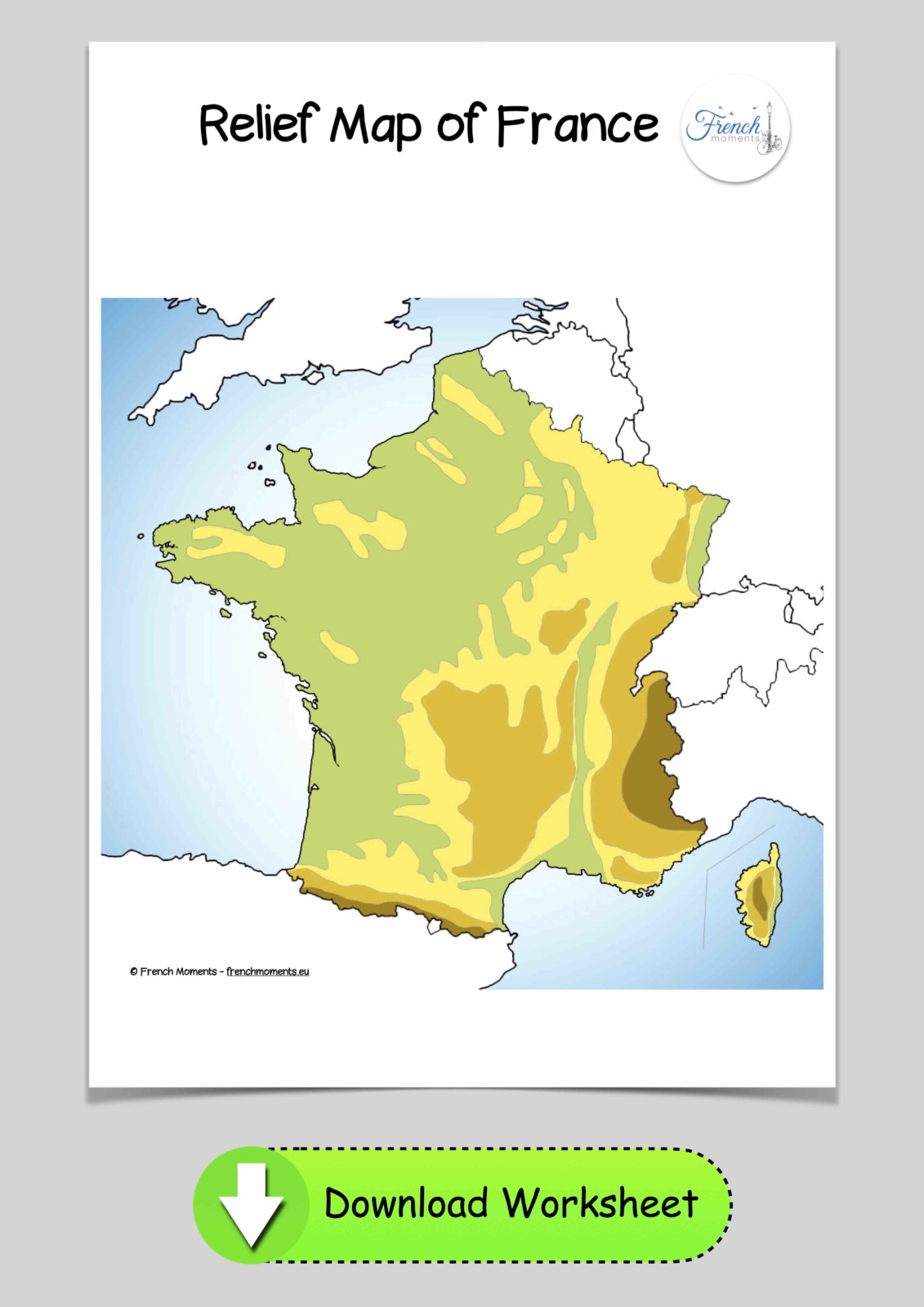 Blank Map of France Relief © French Moments