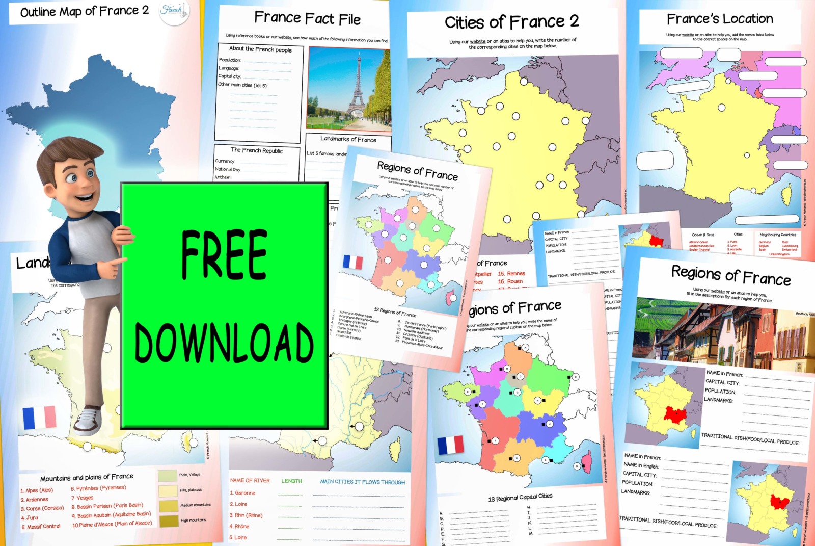 Free Geography Of France Worksheets French Moments Extra french worksheets free