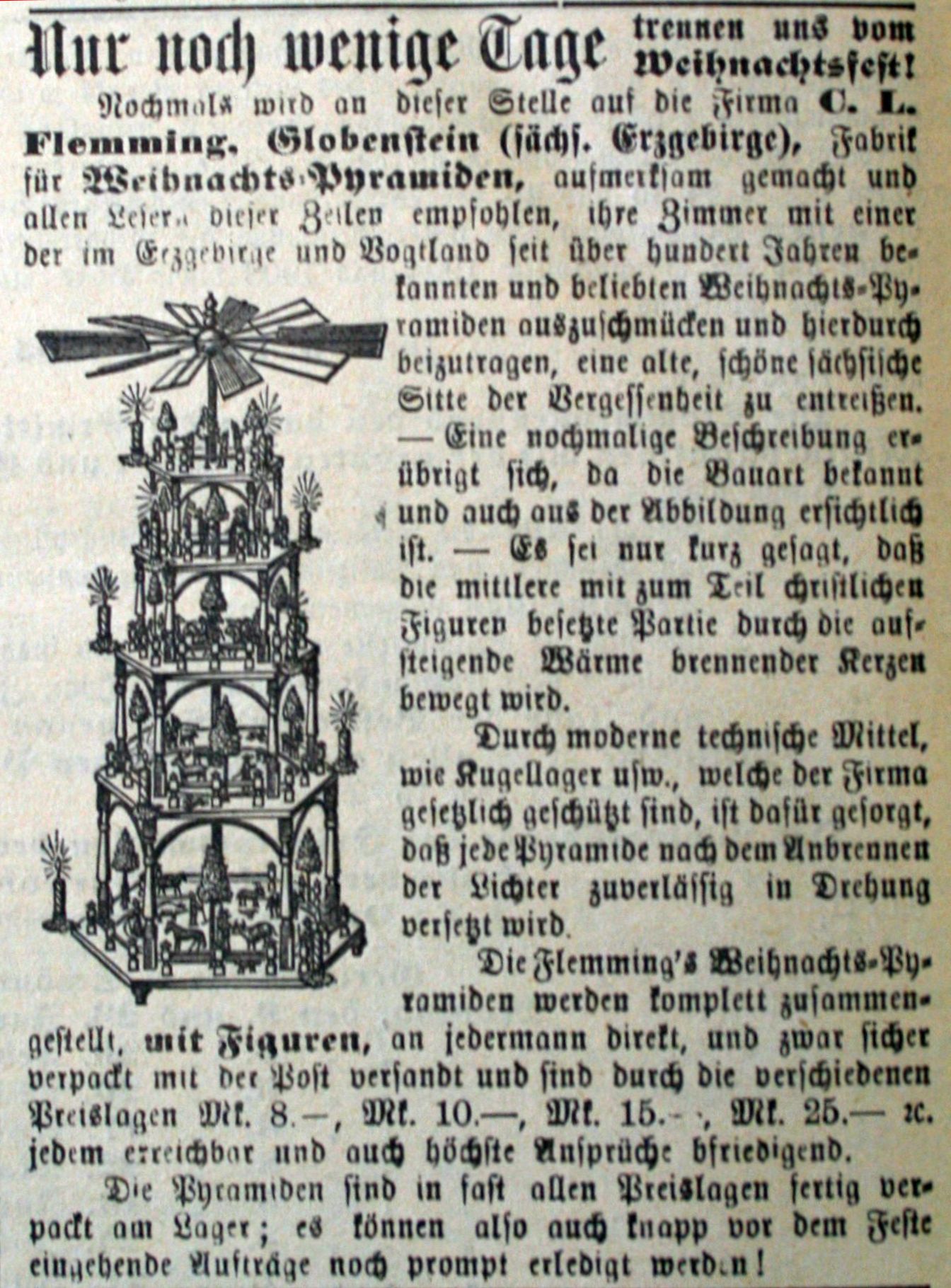 Promotion of the Globenstein Christmas pyramid on a local newspaper © Klaaschwotzer - licence [CC0] from Wikimedia Commons
