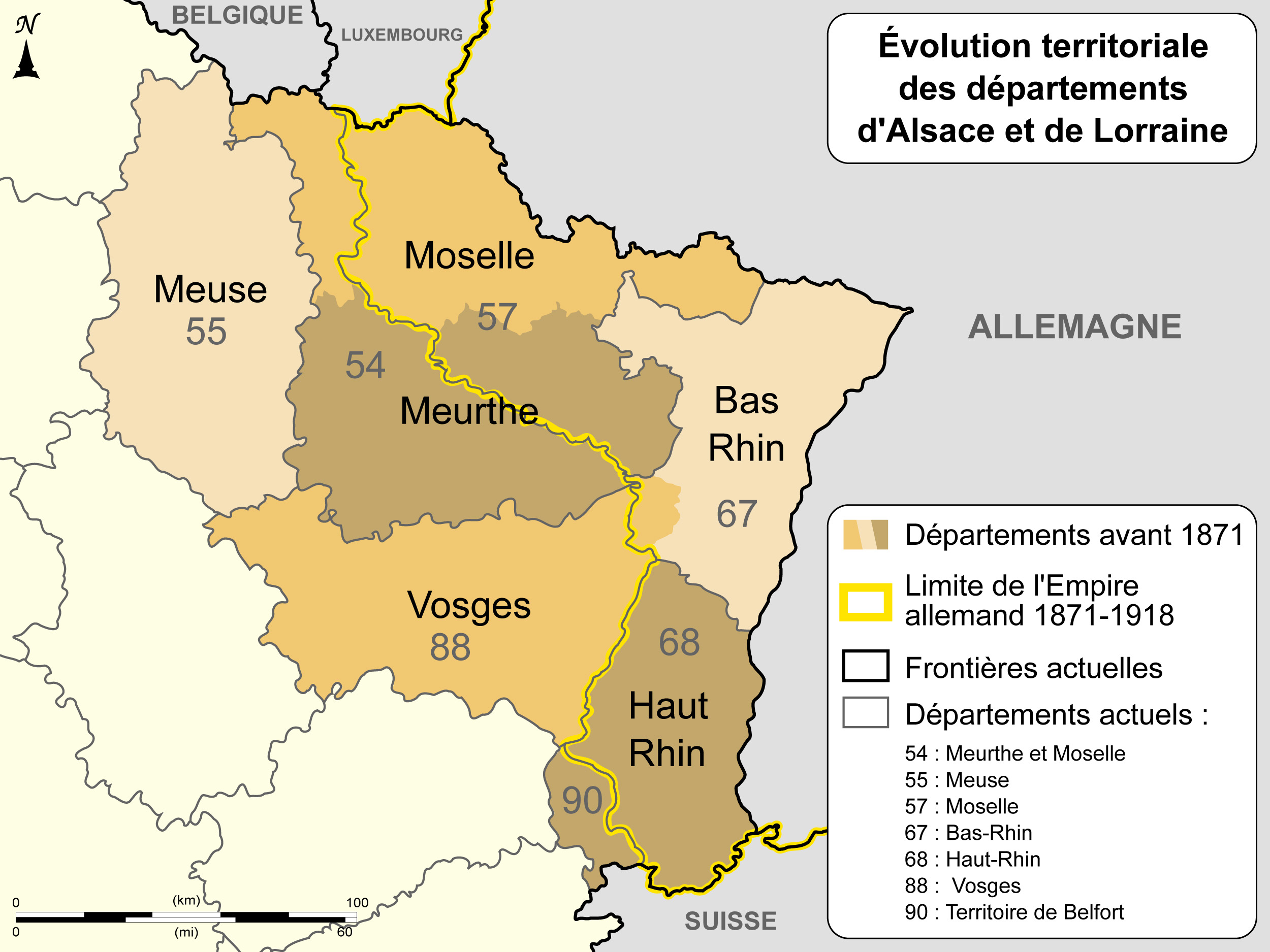 Evolution of departmental boundaries since 1871 © Sémhur - licence [CC BY-SA 4.0] from Wikimedia Commons