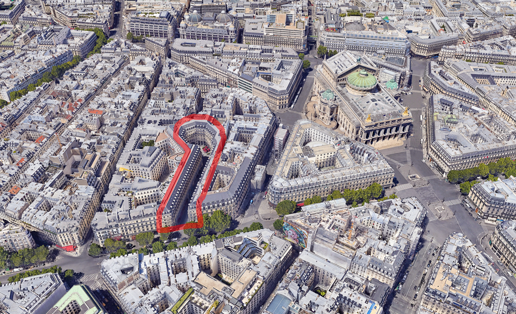 Location of Rue and Place Edouard-VII (by Google Earth)