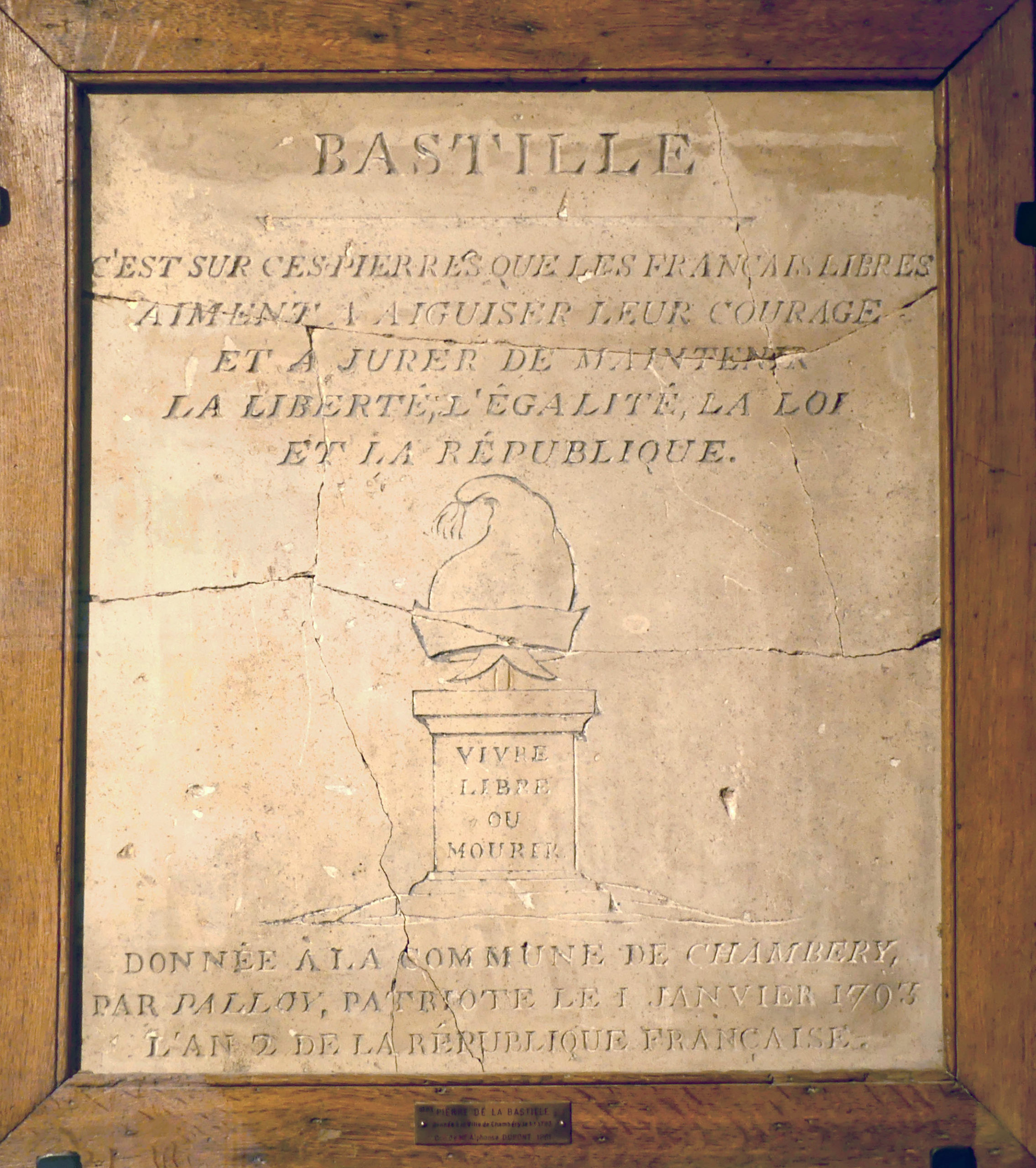 Bastille Stone in Chambéry - Musée Savoisien (Public Domain from Wikimedia Commons]