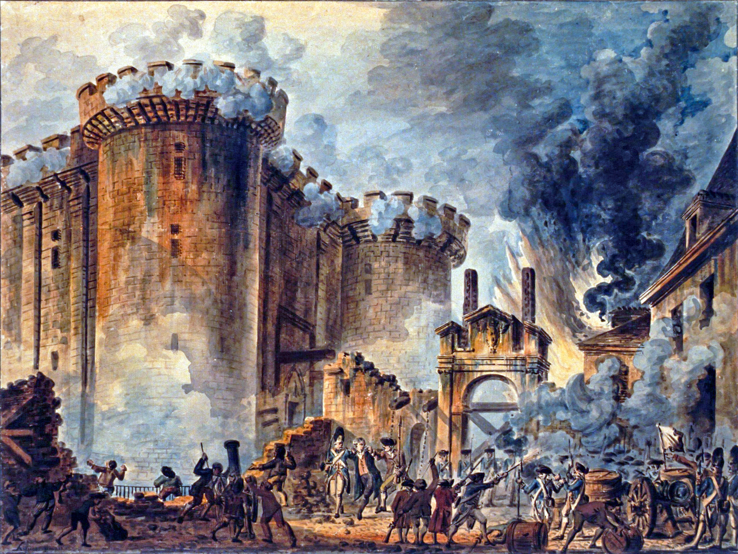 Storming of the Bastille painting by Jean-Pierre Houël 