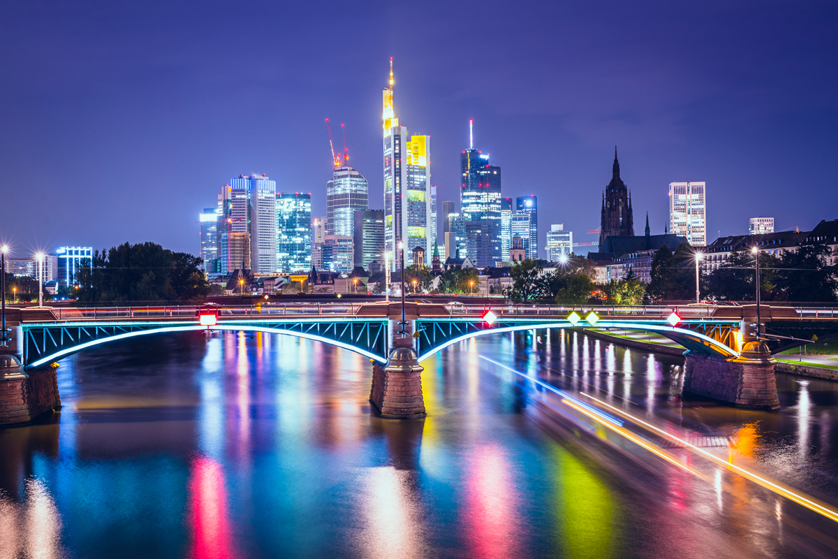 Frankfurt by night. Photo by SeanPavone via Envato Elements