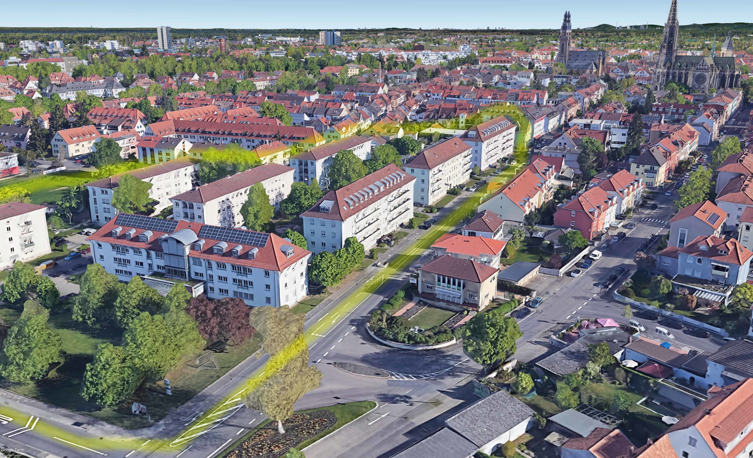 Les immeubles de l'ancienne Cité de France à Spire en Allemagne by Google Earth